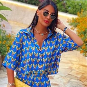 NWT: ZARA BLUE BIRD CROP TOP